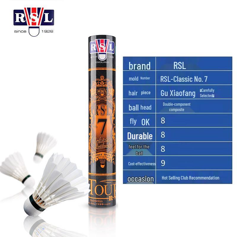 RSL Number 7 Badminton Shuttlecock - Durable, Stable Flight for Indoor and Outdoor Professional Training and Competition.