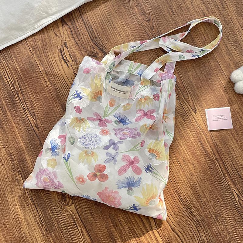 Květinová krajka Dámská taška přes rameno Jaro Léto Velkokapacitní kabelka Úložná taška Ležérní nákupní taška Tote Bags