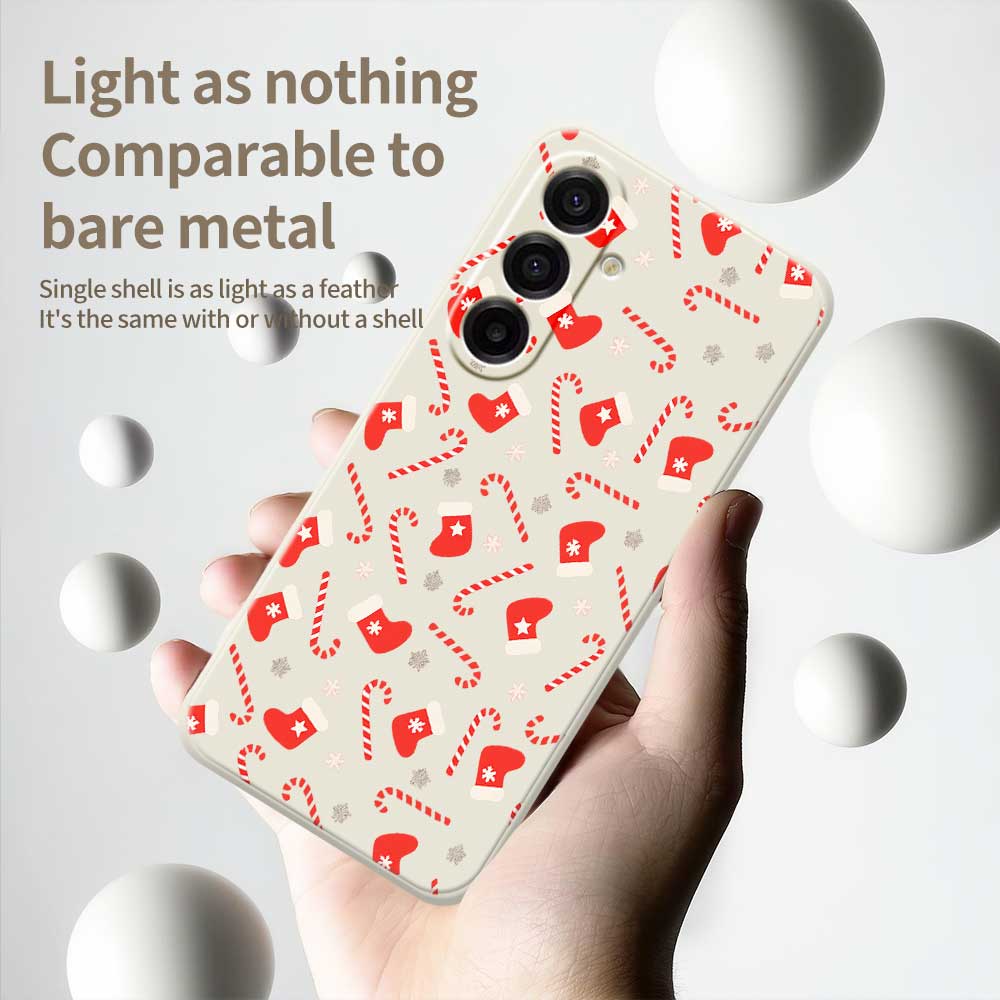 For Samsung Galaxy A17 5G Case Red Canes and Stockings Pattern Printing Straight Edge TPU Phone Back Cover