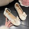 Women Pumps Elegant Mary Jane Flats Sweet Girl Ribbon Bow Pearl Chain Lolita Shoes Comfortable Round-toe Soft Sole Shallow Shoes