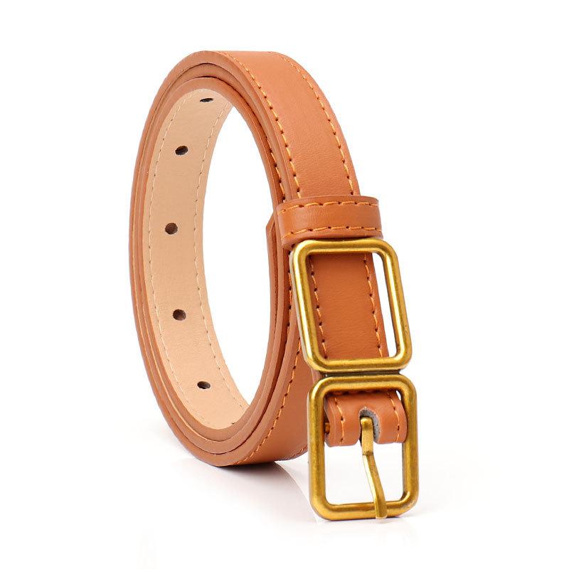 New fashion retro gold square buckle women s belt simple and versatile skirt suit trouser belt high-end thin belt women верблюд