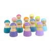 12x Regenbogen Holz-Steckpuppen Rollenspielfiguren Farberkennung Montessori Spielzeug für