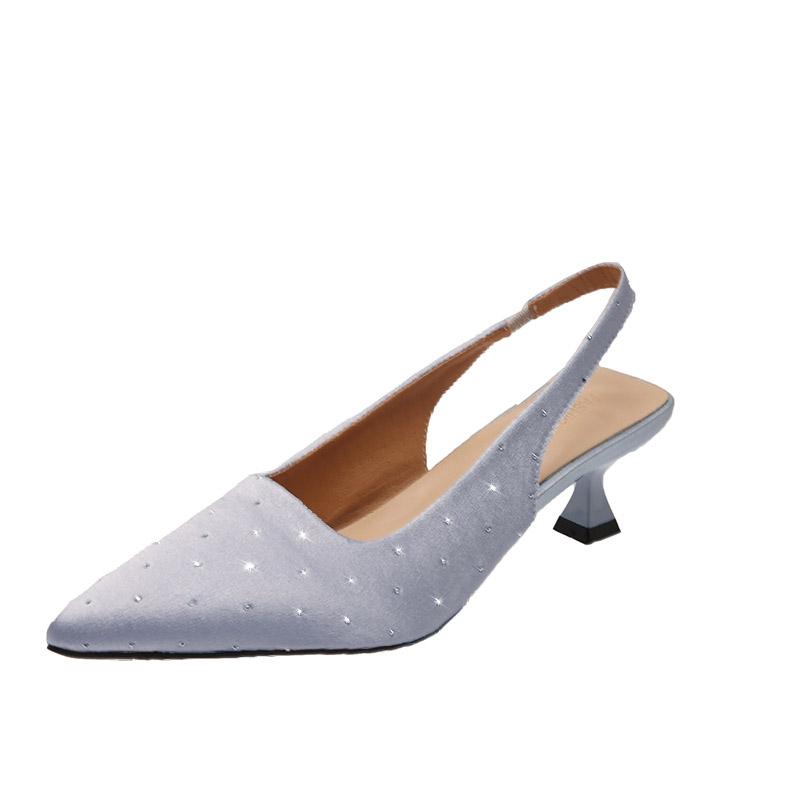 

Fashion Brand Designer Slingbacks High Heels Pumps Women Pointed Blue Pointed Toe Party Shoes Summer Thin Heeled Sandals High Heel Shoes 35