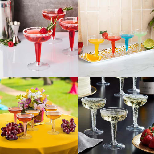 30-Piece Disposable Plastic Cocktail Glasses for Birthday Parties, Weddings, and Events. Assembly Required.