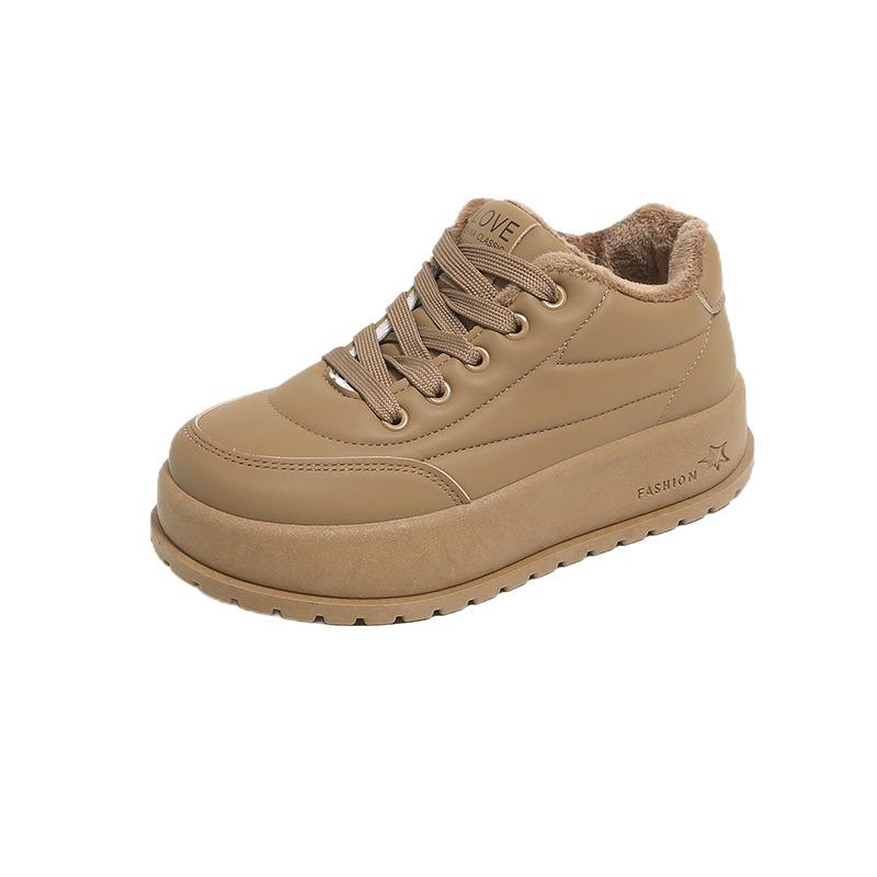 

Winter Women s Retro Warm Plush Low Top Vulcanize Shoe Fashion Versatile Comfortable Velvet Non Slip Chunky Cotton Sneakers 35 хакі