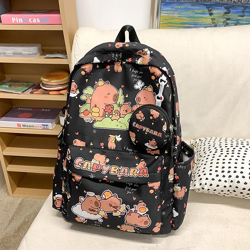 Cartoon Capybara Backpack For Girls Boys Student Teenager Children Rucksack Cute Casual Lightweight School Bags Kids Gifts