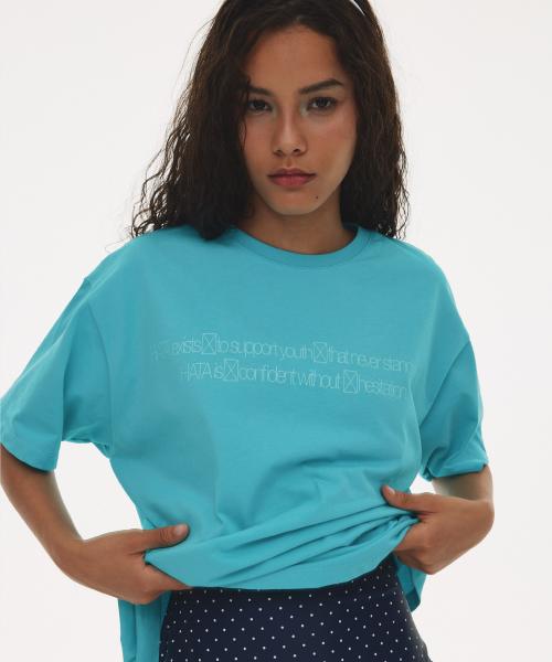 Hata Signature Graphic T-Shirt_Turquoise Blue