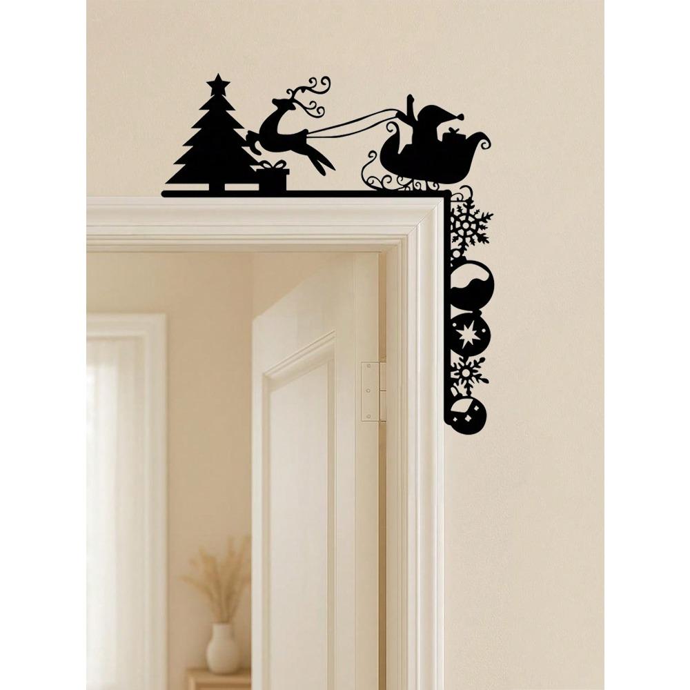 1 PC Metal Reindeer Sled, Xmas Door Frame Decor Standalone Shelf Decor, Home Living Room Mantelpiece Ornament, Holiday Party Gift