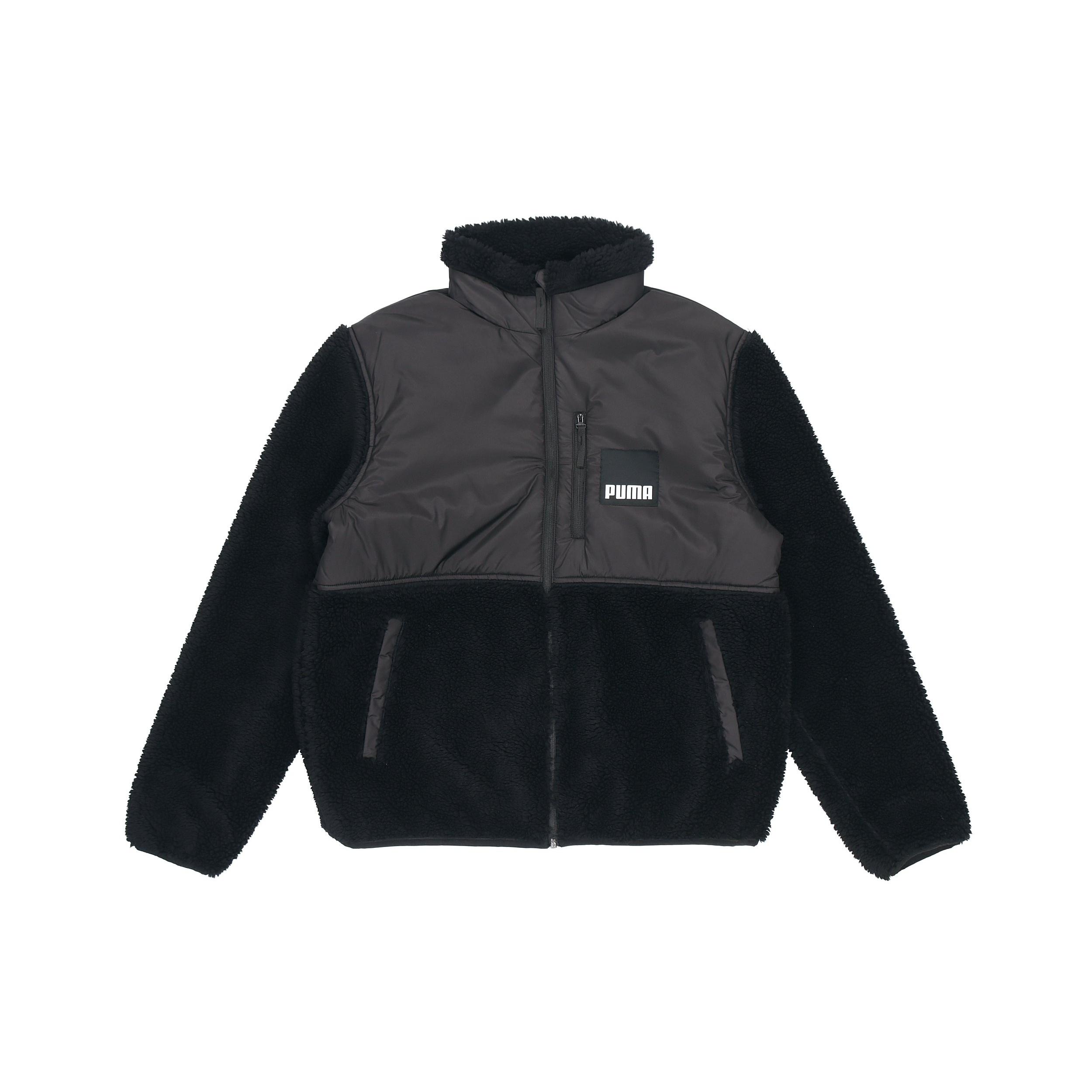 PUMA Sherpa Contrasting Colors Sports lamb s wool Stand Collar Logo Jacket Black Men s 846325-01 S