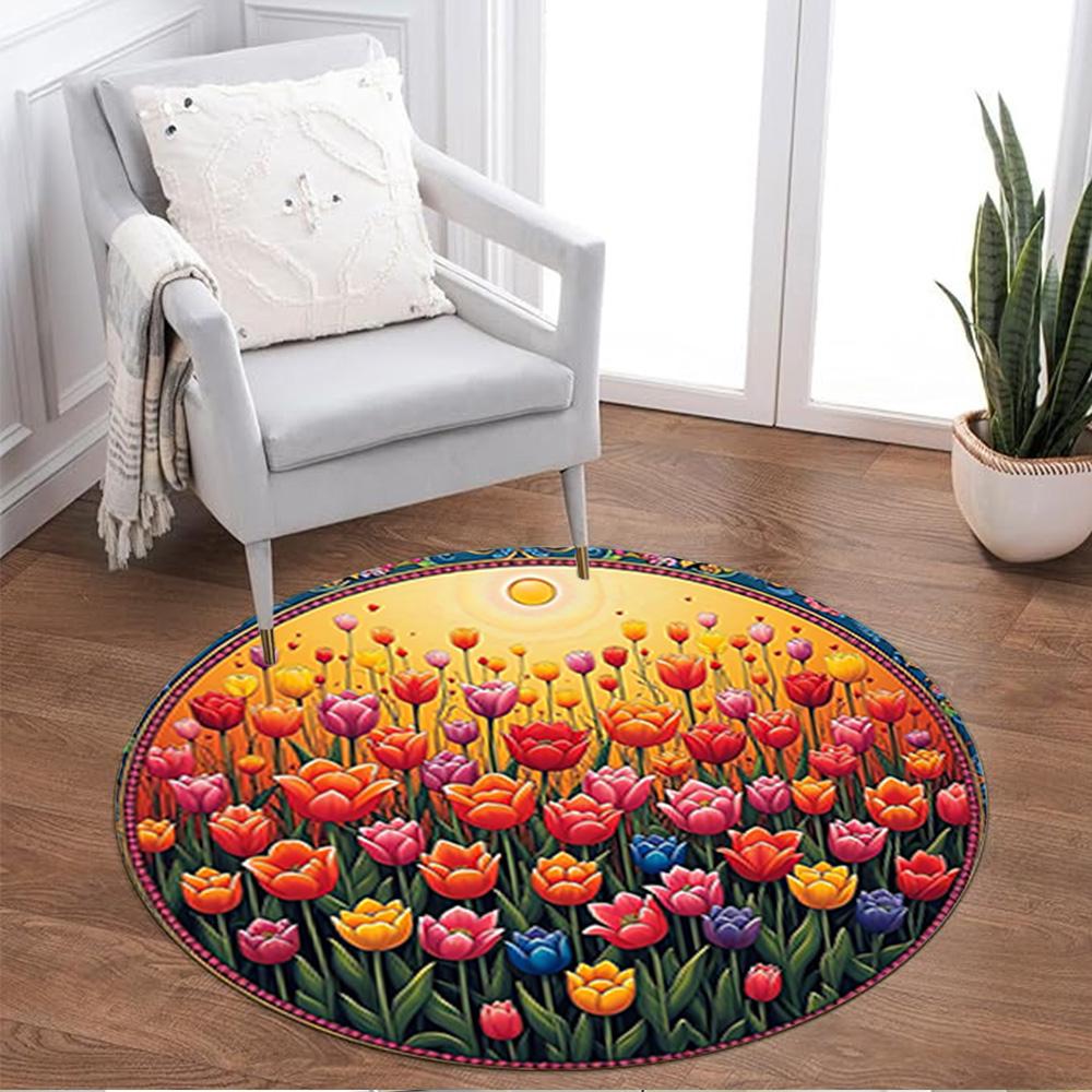 1pc home carpet colorful tulip design rug non slip office decor gift living room bedroom