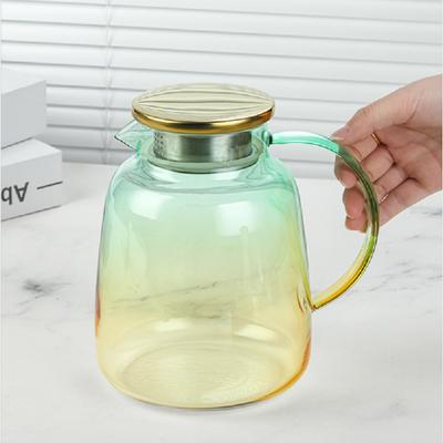 PIGE HOME Théière en Verre Transparent avec Infuseur Verre Borosilicate Élevé Résistant à la Chaleur Bouilloire Refroidissante Service à Thé Verrerie de Cuisine