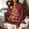 Women's Casual Long Sleeve Christmas Graphic Crewneck Sweatshirt Pullover Top for Holiday Wear