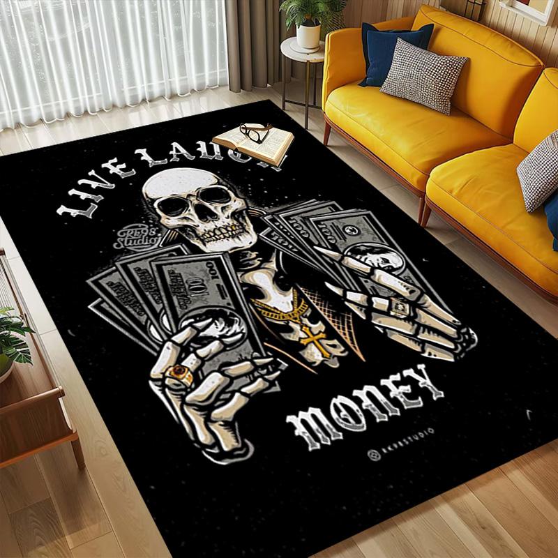 Skull Money Living Room Nonslip Area Rug Soft Carpet For Bedroom Game Playroom Sofa Office Home Decor Doormat Christmas Gift C926187