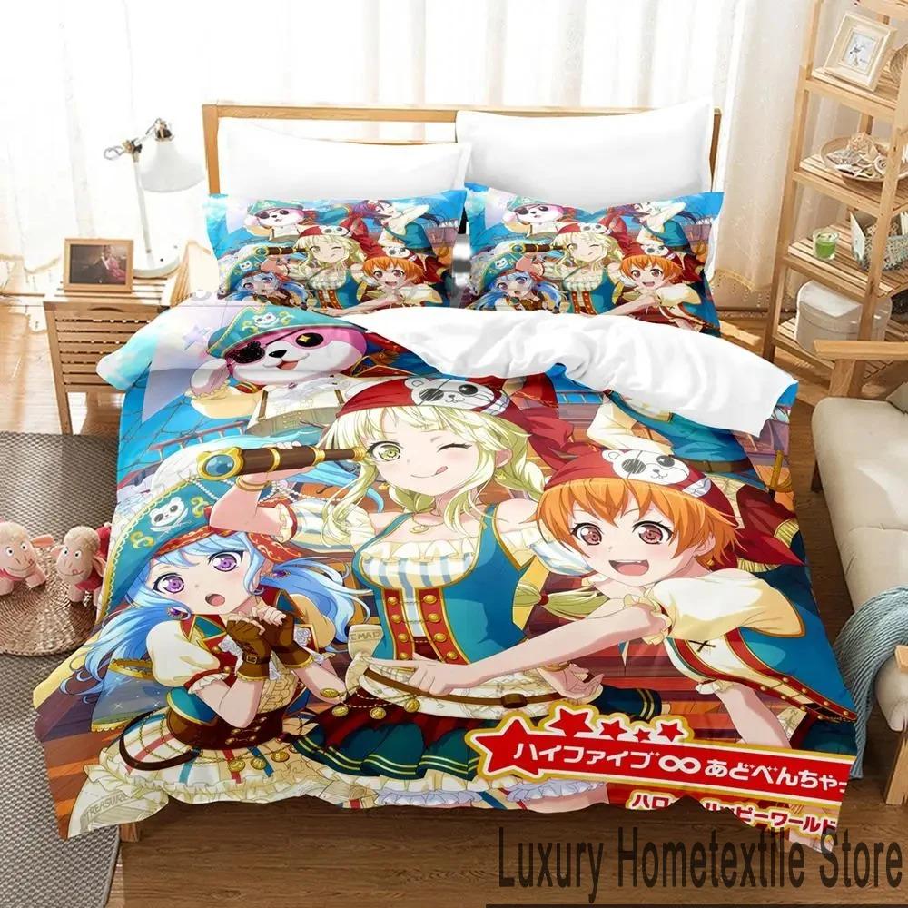 3D-tryck BanG Dream Anime Flickband Party Sängkläder Set Pojkar Flickor Twin Queen King Size Påslakan Örngott Säng pojkar Vuxen