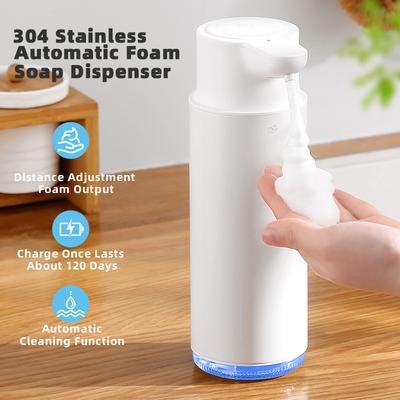 Stainless Automatic Soap Dispenser320Ml Touchless Rechargeable Foam Hand Sanitizer Dispenser Ipx5Waterproof for Kitchen Bathroom