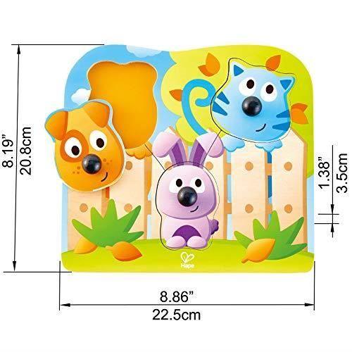 Puzzle à Gros Boutons - HAPE - E1309 - Plastique - Bleu - Animaux de Compagnie