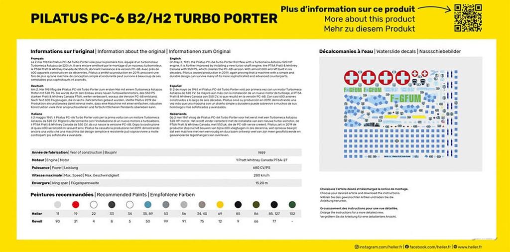 Platz Heller 1/48 Pilatus PC-6 B2/H2 Turbo Porter Plastic Model Kit HE30410