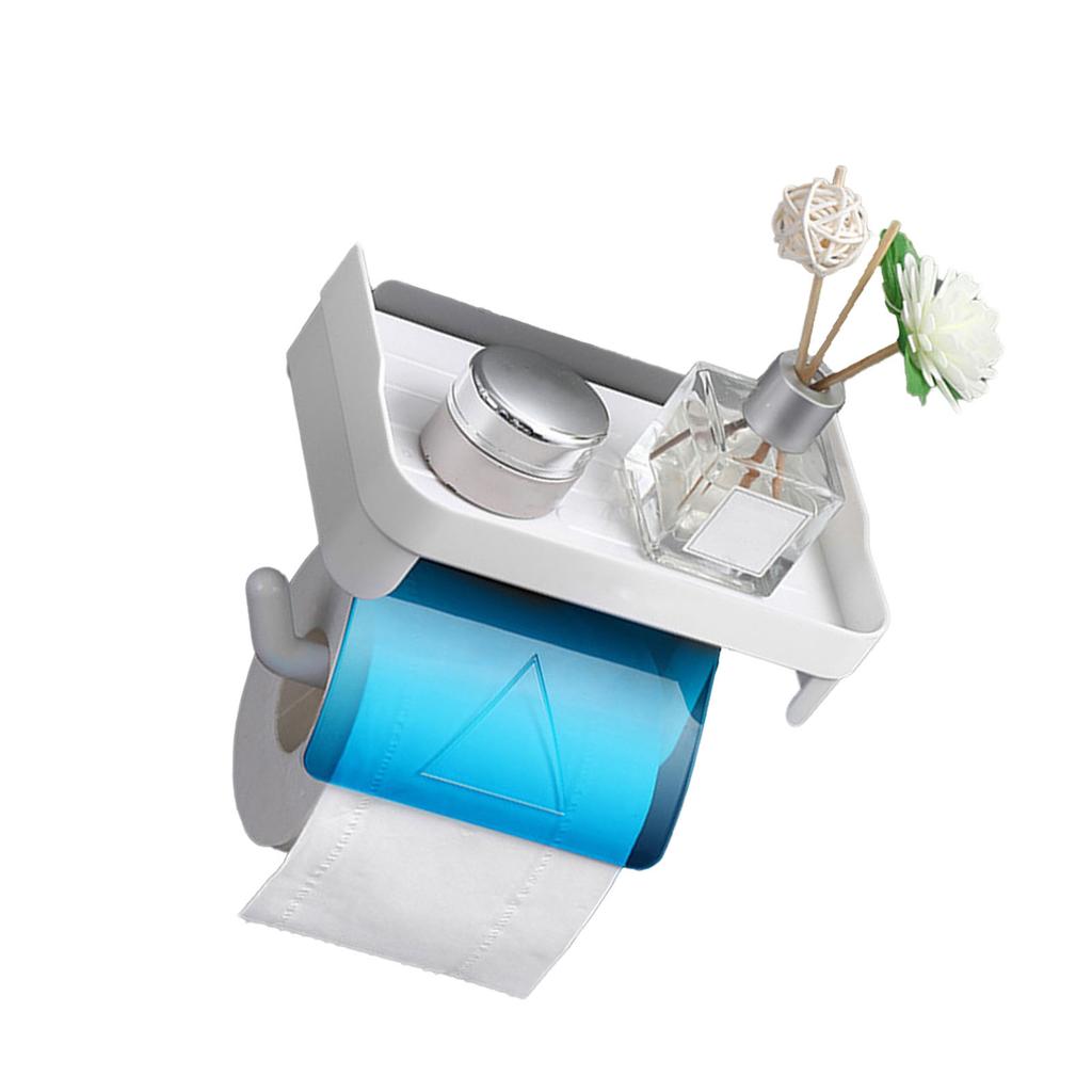 Paper Towel Holder with Shelf Adhesive Paper Towel Rack Toilet Roll Paper Holder Without Drilling Bathroom Toilet Paper