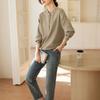 Spring Autumn O-Neck Loose Sweatshirts Casual Long Sleeve Commute Women's Solid Color Basic Fashion Button Pullovers