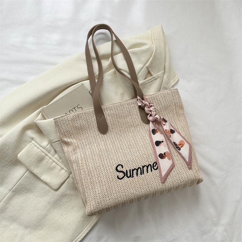 

Stylish Large Capacity Tote Bag For Women In Chic White Green And Brown Colors коричневий
