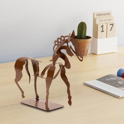Abstrakcyjna Rzeźba Konia Pusta Statuetka Konia ze Światłem Metalowa Figurka Zwierzęcia 3D Dom