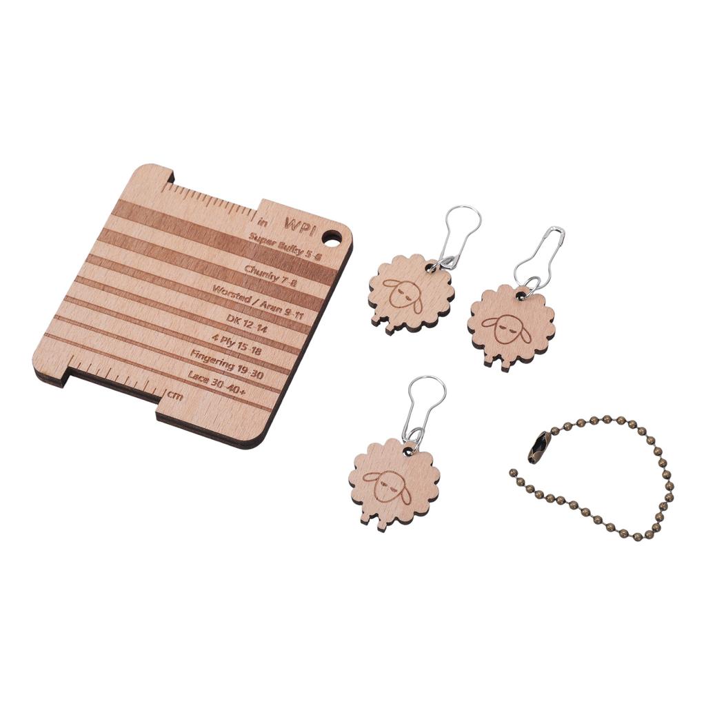 Wood Knitting Yarn Gauge Ruler Knitting Needle Gauge Knitting Ruler Tool Set for Measuring Knitting Crocheting Project