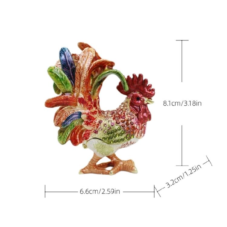 Premium Alloy Rooster Figurine Box With Enamel Finish For Safekeeping Valuables And Gifts Jewelry Organiser