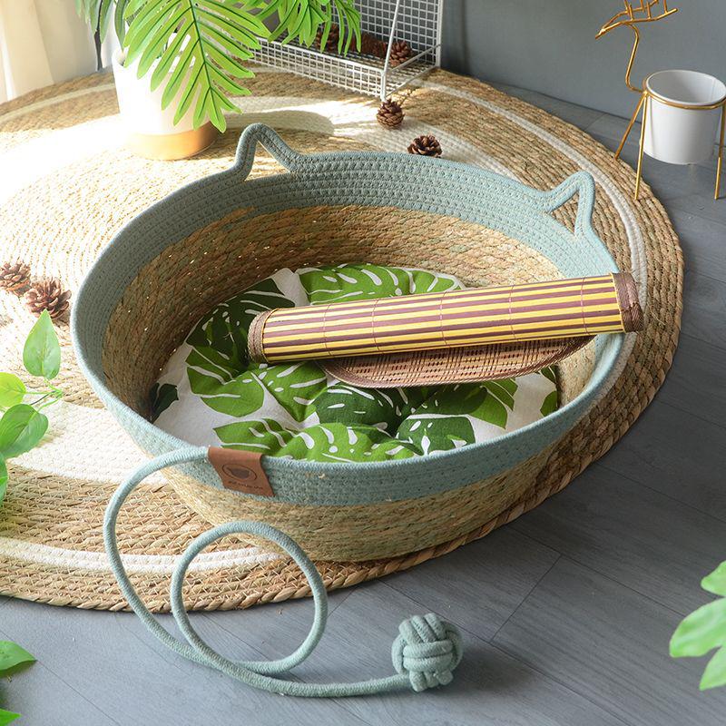 Rattan Woven Cat Bed: All-Season Winter Warm Nest for Pets