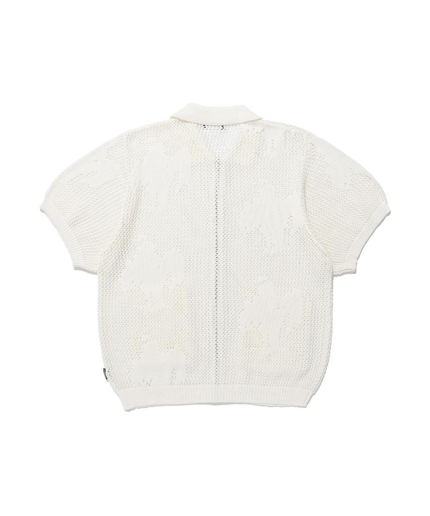 Niceghostclub Angel Shadow Half Zip Up Polo Knit_Ivory(Ng2Emuk682A)
