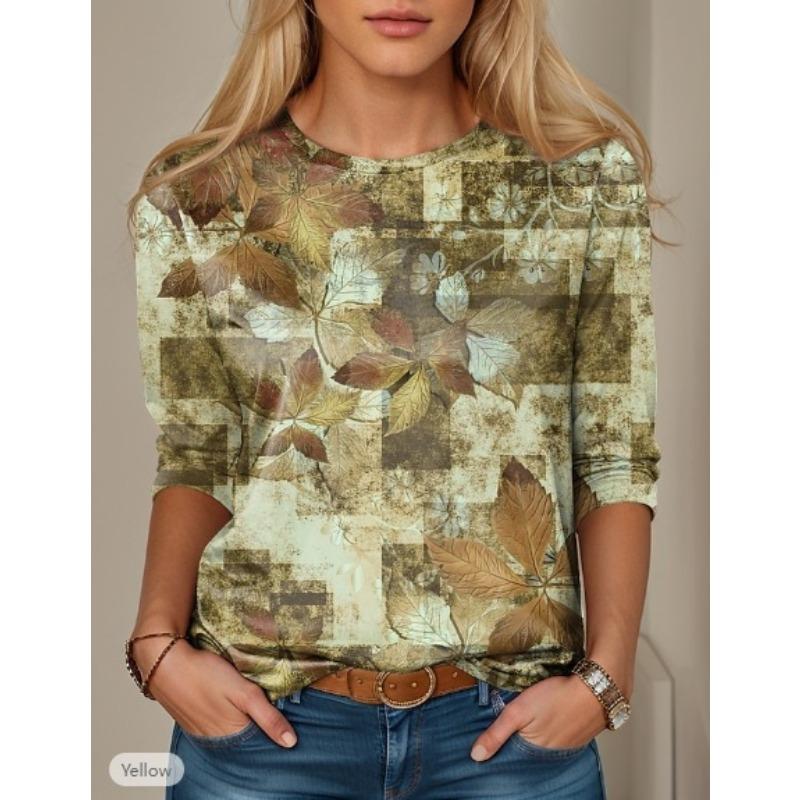 

Женская футболка с длинным рукавом и квадратным узором Totem, весна-осень, утягивающая футболка с круглым вырезом и цифровой печатью 6XL