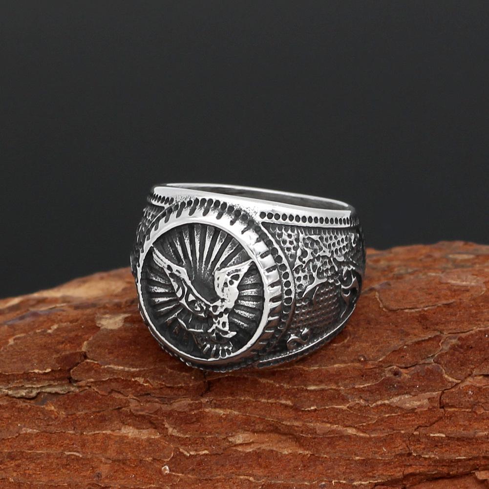 Men's Ring: Nordic Viking Raven and Eagle Design, Trendy Jewelry