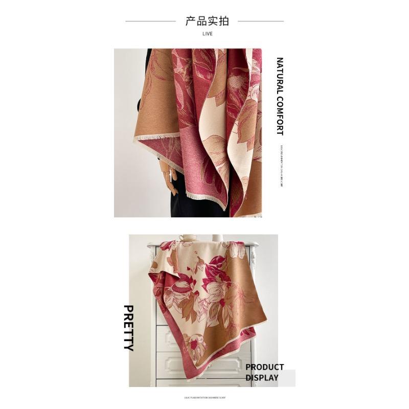 Women S Jacquard Faux Cashmere Scarf Winter Warm Thick Versatile Shawl