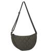 Quilted Half Moon Bag Solid Color Nylon Shoulder Bag Casual Plaid Crossbody Bag  Daily