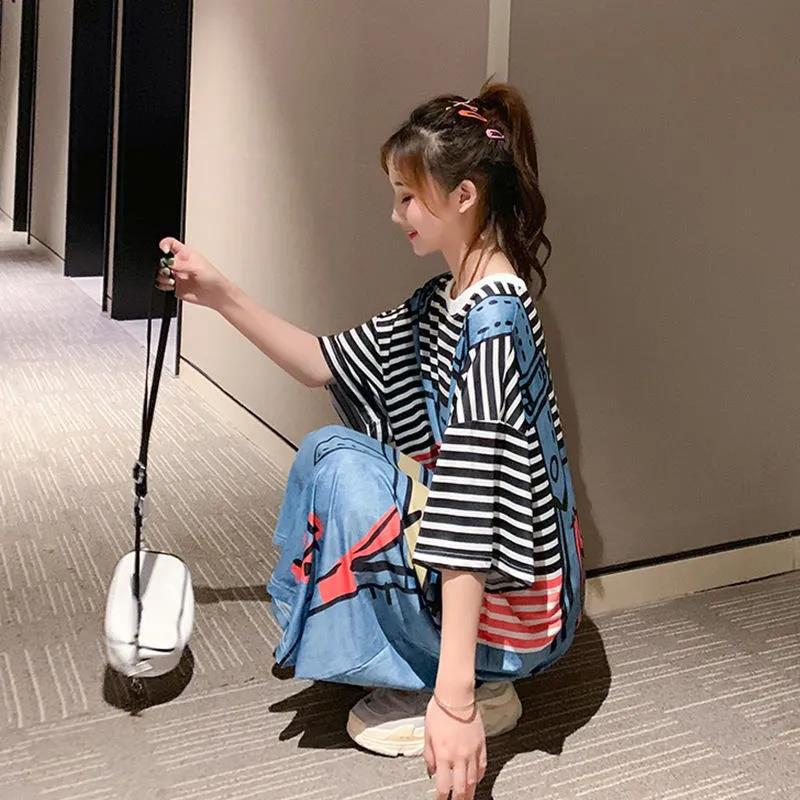 Women T-shirt Dress Plus Size Long Dress Cartoon Home Nightdress