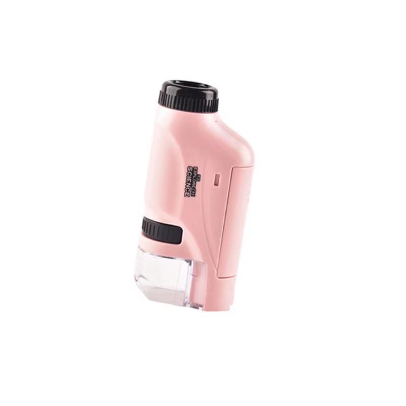 Mini Pocket Microscope Kit 60 To120x Portable Laboratory Microscope with LED Light for Kids Science Experiment Utensils