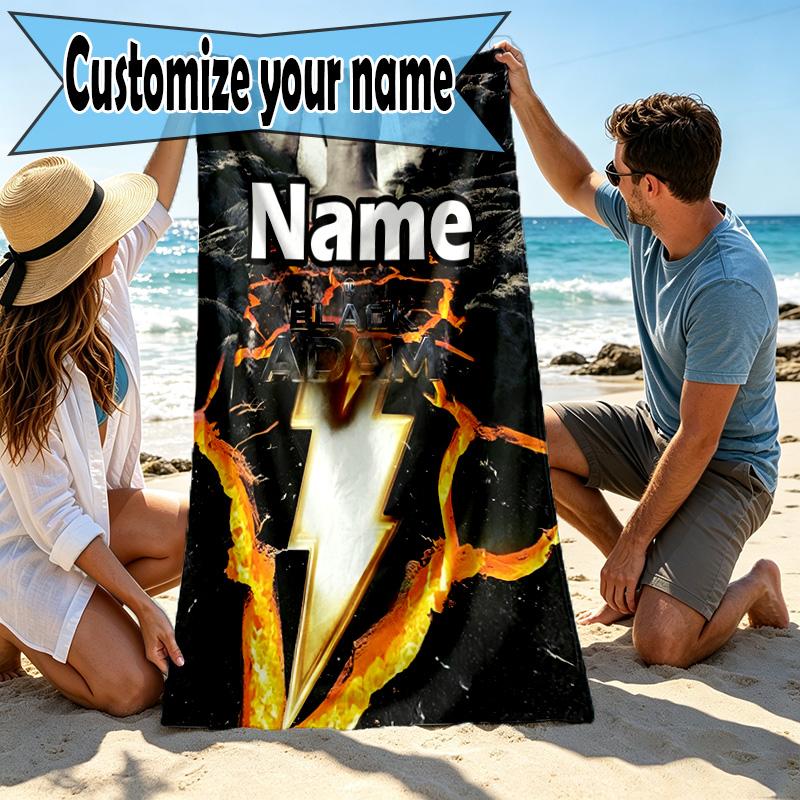 Custom Name Personalized Superhero movies Print Beach Towel, for Trip Camping Beach Party Home Decor, Birthday Gift for Family & Friends