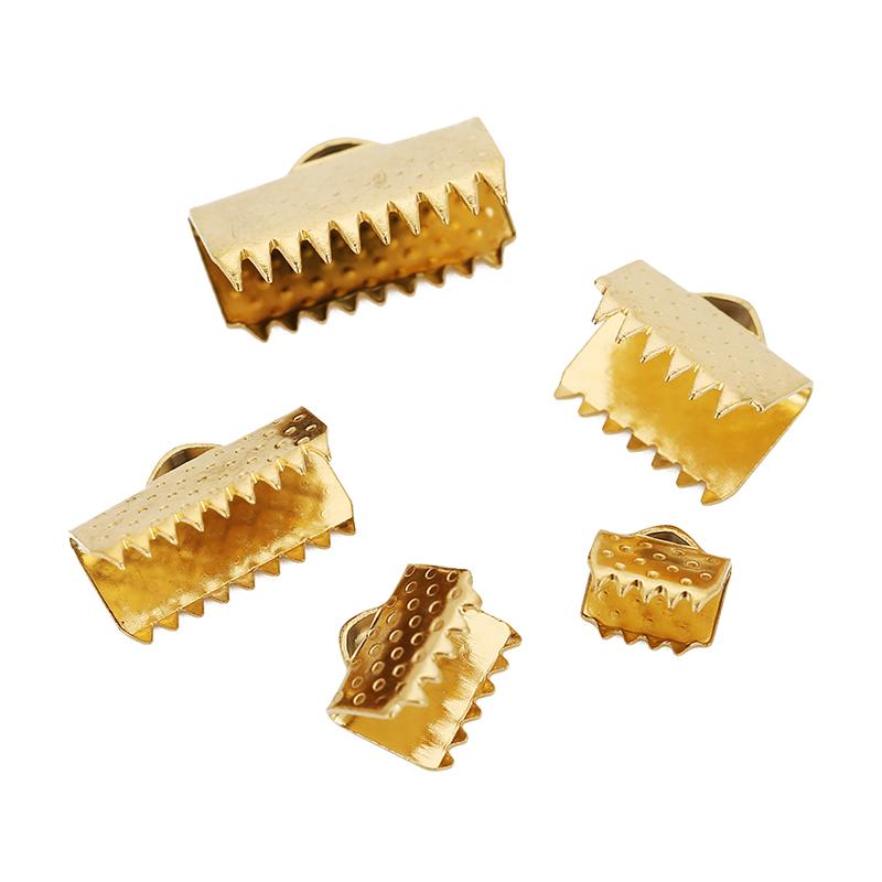 20pcs Crimp Beads Cord End Caps Cove Clasps String Ribbon Leather Clips Foldover Connectors for DIY Jewelry Findings Supplies