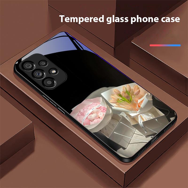 Rosa Rosenblüten Für Samsung Galaxy S10 S20 Plus S21 FE S22 S23 S24 FE S25 Ultra Schwarz Gehärtetes Glas Handyhülle Hartschale