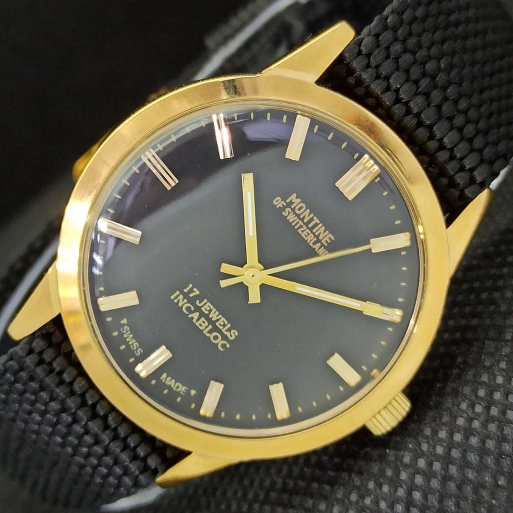 

GOLD PLATED VINTAGE MONTINE 17J INCABLOC WINDING SWISS MENS WATCH a285402-4