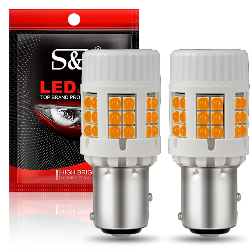 2Pcs Ceramic 1156 PY21W BAU15S LED Canbus P21W BA15S LED Bulbs No Hyperflash BAY15D 1157 P21/5W 36SMD 3030 Car Turn Signal Lights W/ Fan Auto Lamps