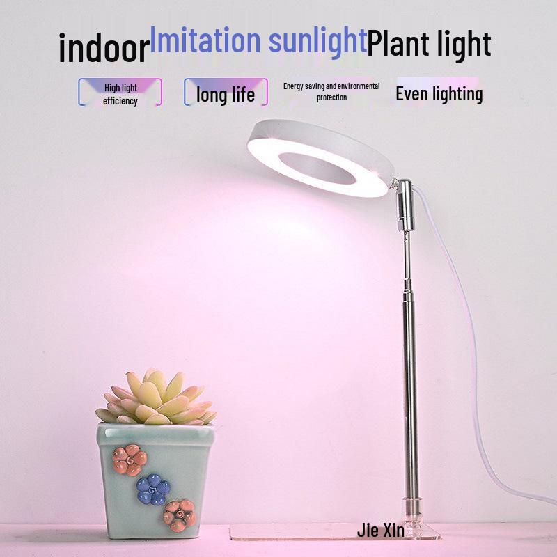 LED Telescopic Plant Growth Lamp: Angel Ring Full Spectrum Red & Blue Light for Succulents & Flowers