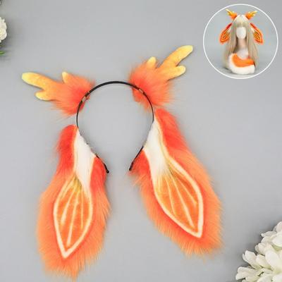Bunnies Ears Headband Bunnies Tail Reindeer Antlers Headband Deer Antler Hairband for Christmas Halloween Cosplay Costume