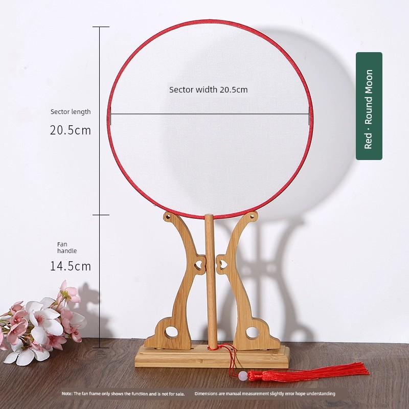 Light Colorful Real Silk Circular Fan Blank Transparent Meticulous Painting Hand-Painted Fan Ancient Style Han Chinese Clothing Props Decals Embroider