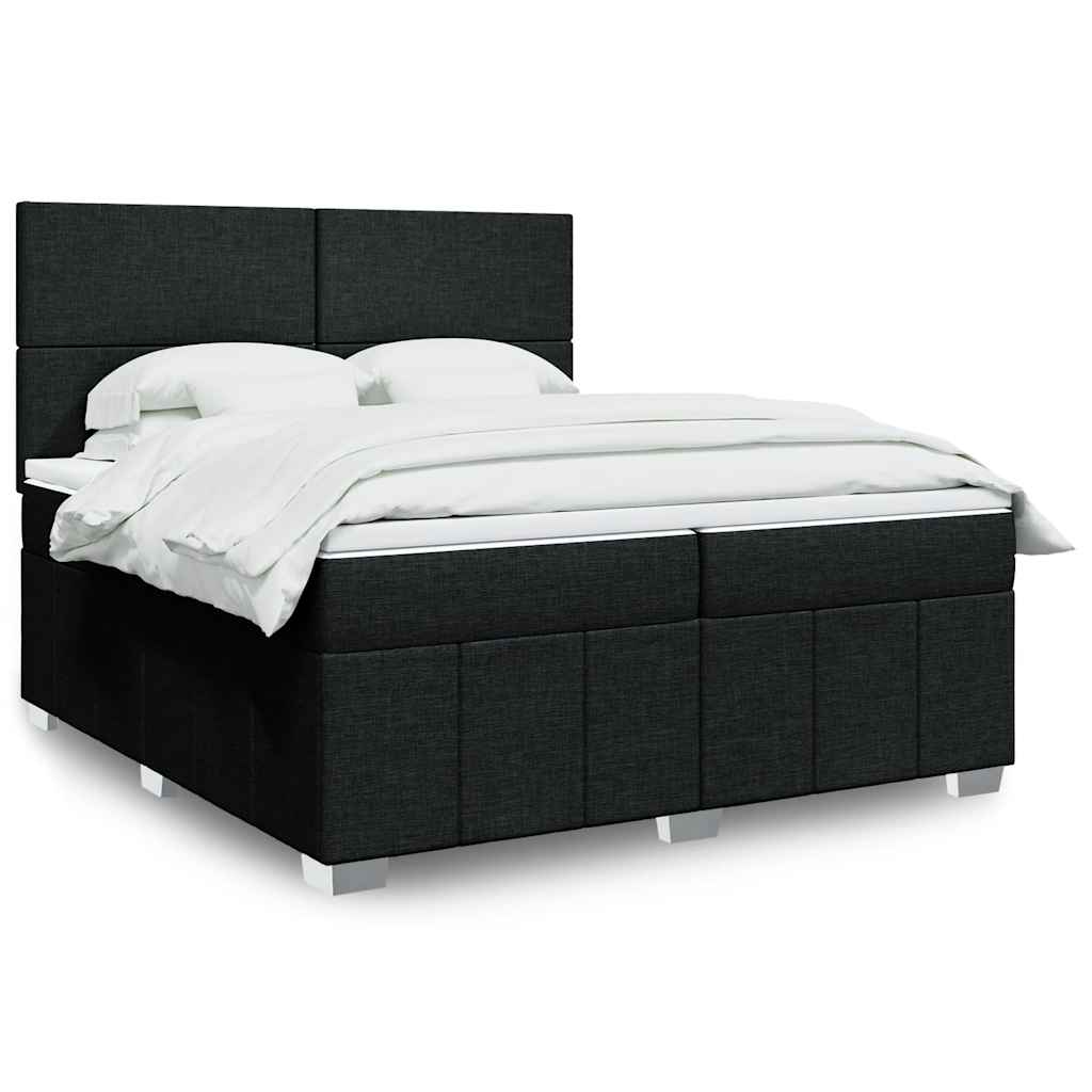 Box Spring Bed with Mattress Black 200x200 cm Fabric
