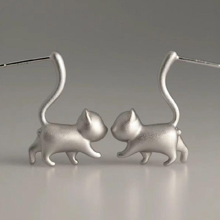 Unique Cat Earring Minimalist Piercing Earring Daily Wear Long Tail Cat Earring