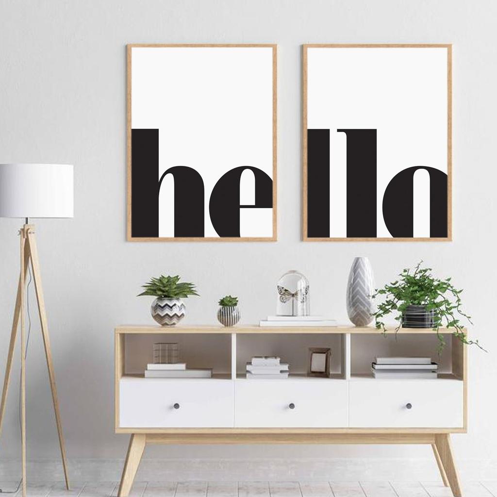 2pcs/set of Yellow Letters Hello Canvas Print Welcome Education Nursery Wall Art Posters for Modern Living Room Home Decor Gifts