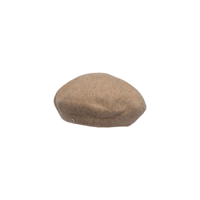 Brown Hat Dramatic wool beret - melange beige