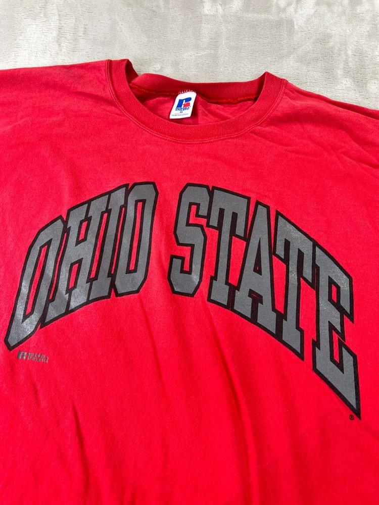 Винтажная футболка Ohio State Buckeyes 90-х годов XL Russell Athletic Красная Футбольная Сделано в США XL