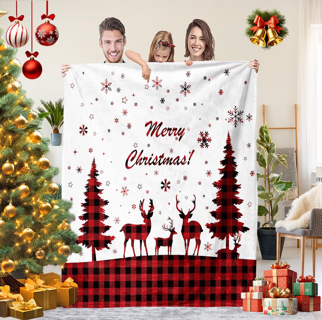 Christmas Cartoon Series Printed Blanket for Sofa Travel Camping Living Room Office Conditioning Blanket for All Seasons Gifts