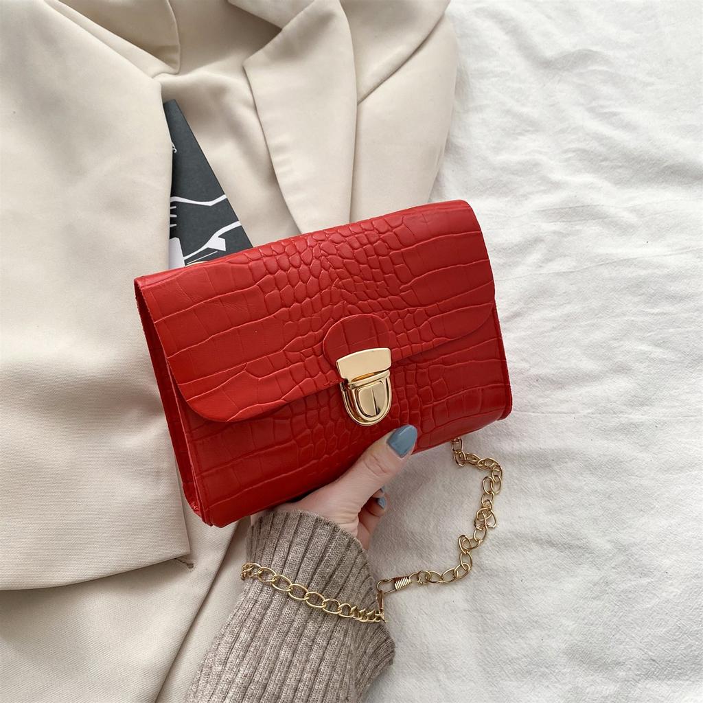 Fashion  Ladies One-Shoulder Chain Small Square Bag Messenger Lock Bag